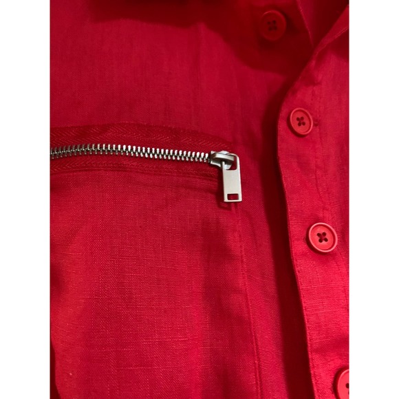 BlankNYC Linen Romper Red Flag Small Woman's 1 Piece Button Front Shorts Jumper - Picture 4 of 8